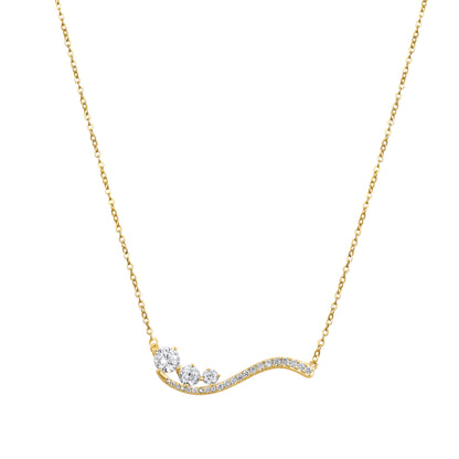 Irregular Wavy 18KT Gold Plated Zircon Pendant Chain