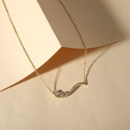 Irregular Wavy 18KT Gold Plated Zircon Pendant Chain