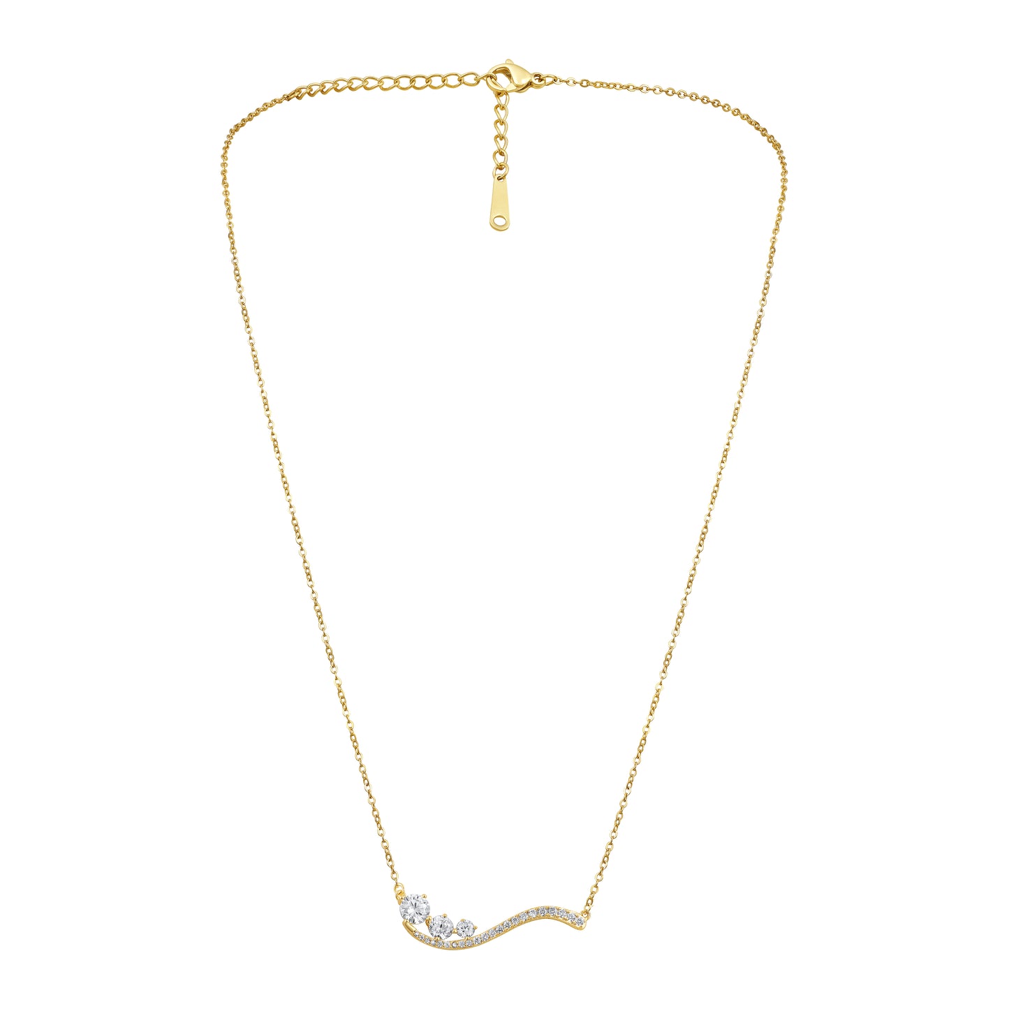 Irregular Wavy 18KT Gold Plated Zircon Pendant Chain