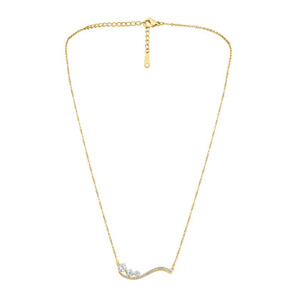 Irregular Wavy 18KT Gold Plated Zircon Pendant Chain