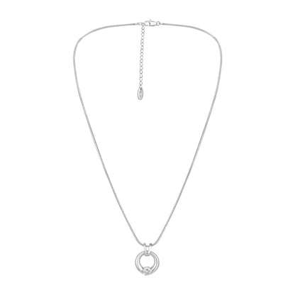 Round Loop Shape Silver Plated Zircon Pendant Chain