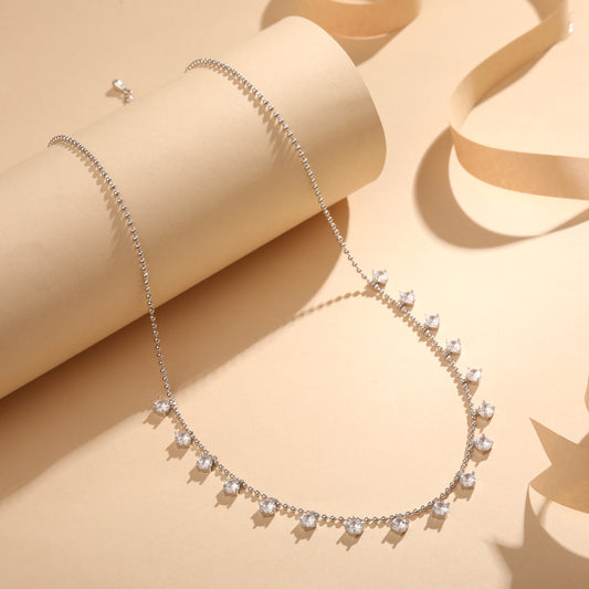 Splendid Studded CZ Silver Plated Zircon Necklace Chain