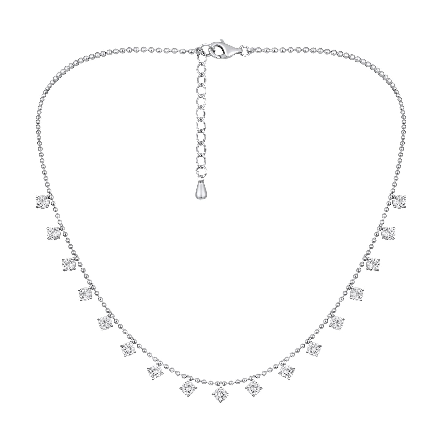 Splendid Studded CZ Silver Plated Zircon Necklace Chain