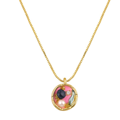 Colourful Fish Design Mother of Pearl 18KT Gold Plated Pendant Chain