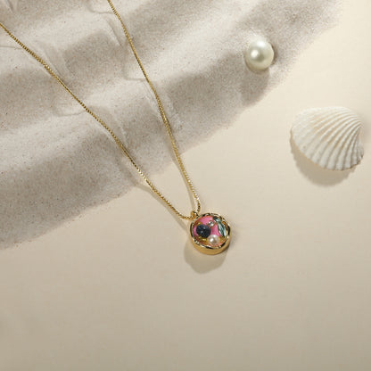 Colourful Fish Design Mother of Pearl 18KT Gold Plated Pendant Chain
