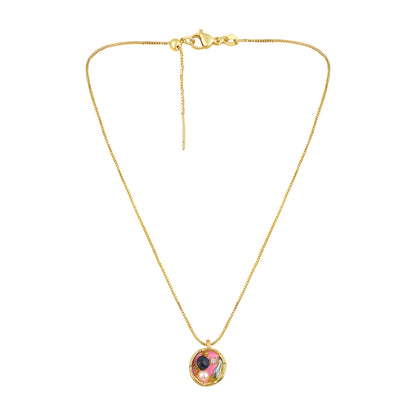 Colourful Fish Design Mother of Pearl 18KT Gold Plated Pendant Chain