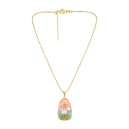 Song Bird with Mother of Pearl 18KT Gold Plated Pendant Chain