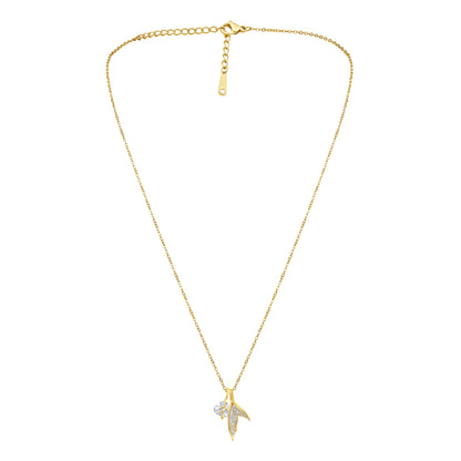 Heart and Mermaid Tail Design 18KT Gold Plated Zircon Pendant Chain