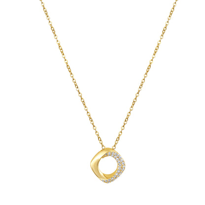 Trendy Circle Design 18KT Gold Plated Zircon Pendant Chain