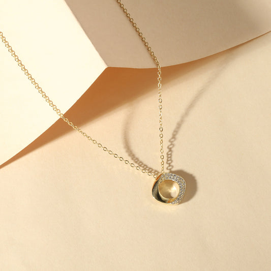Trendy Circle Design 18KT Gold Plated Zircon Pendant Chain
