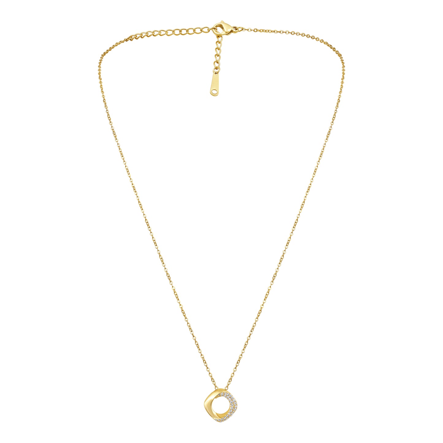 Trendy Circle Design 18KT Gold Plated Zircon Pendant Chain