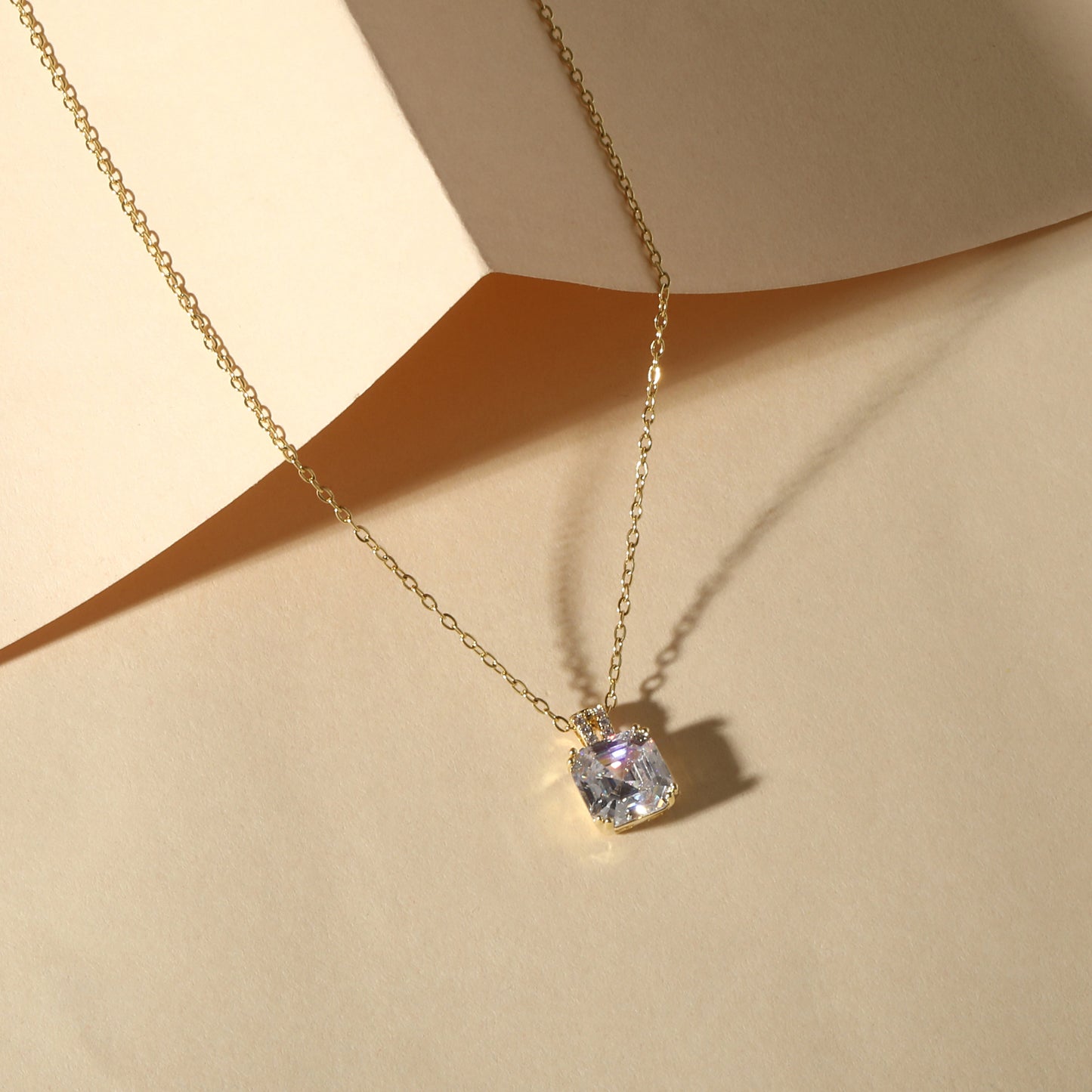 Studded CZ 18KT Gold Plated Zircon Pendant Chain