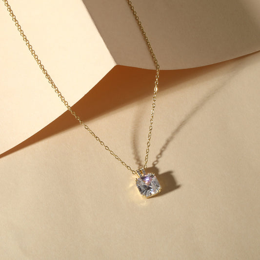 Studded CZ 18KT Gold Plated Zircon Pendant Chain