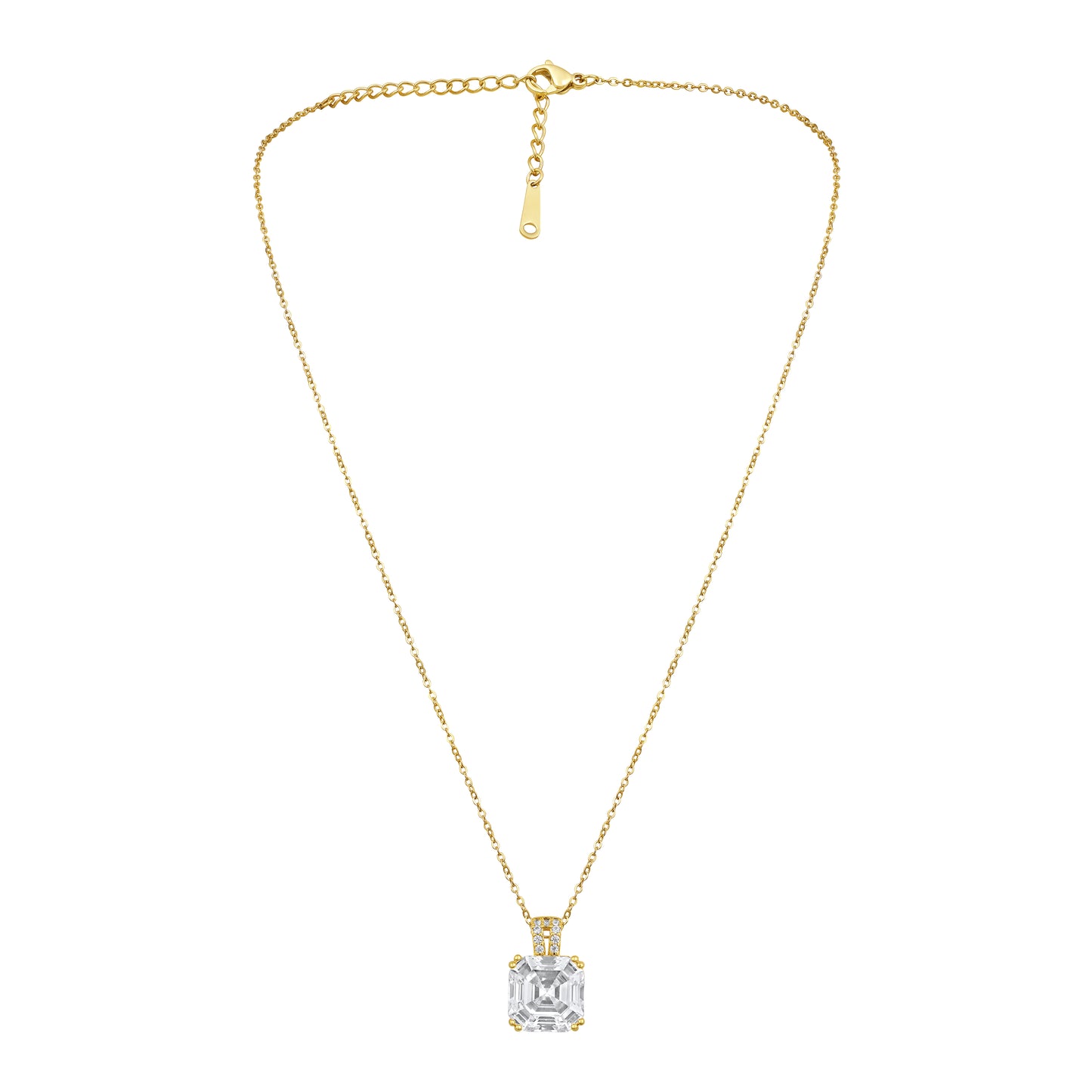 Studded CZ 18KT Gold Plated Zircon Pendant Chain