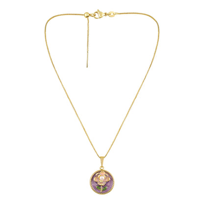Lilac Bloom Floral Design 18KT Gold Plated Pendant Chain