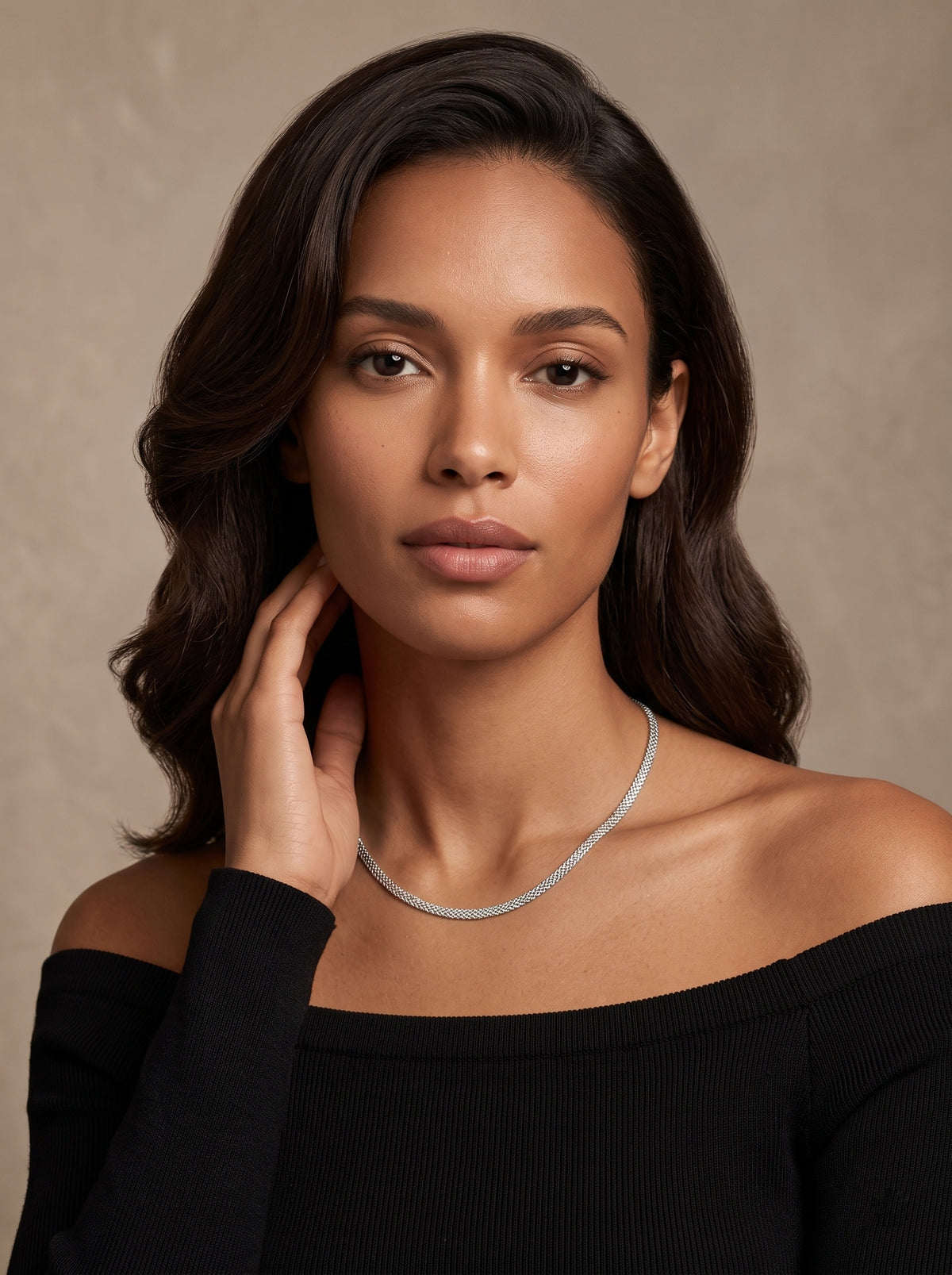 Sleek Silver Twill Weave Like Necklace Chain