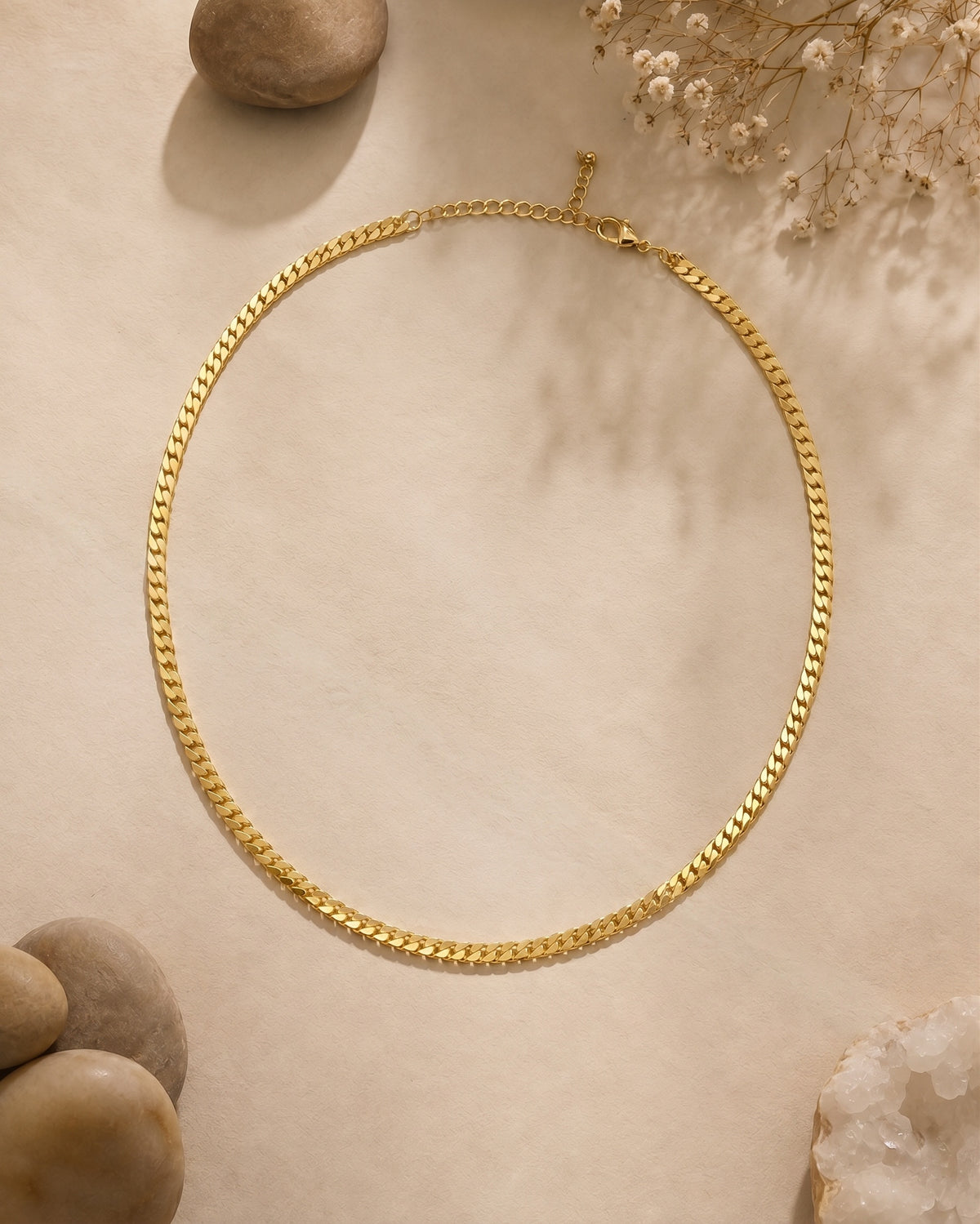 Classic Flat Curb 18kt Gold Plated Necklace Chain