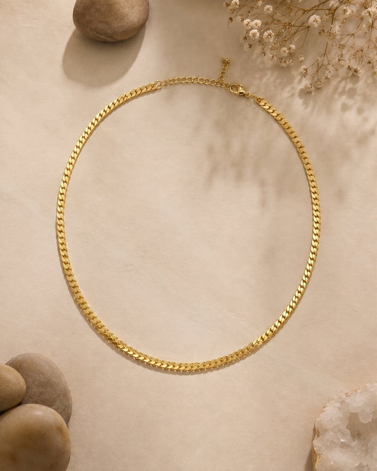 Classic Flat Curb 18kt Gold Plated Necklace Chain