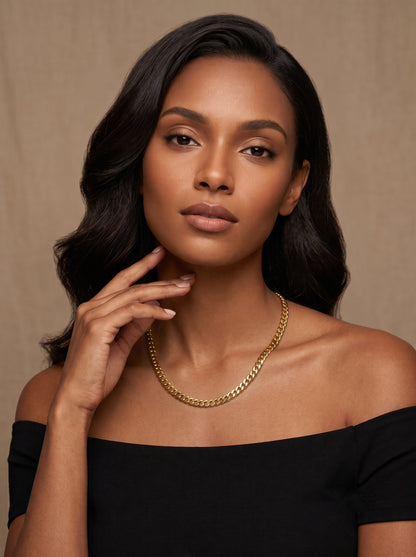 Classic Flat Curb 18kt Gold Plated Necklace Chain