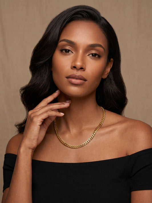 Classic Flat Curb 18kt Gold Plated Necklace Chain