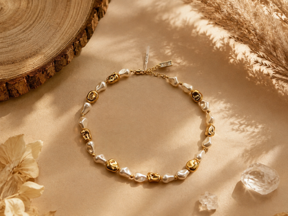 Chic Elegant Colourful Pearl 18kt Gold Plated Necklace Chain