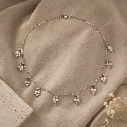 Delicate Pearl Bunch Dangle Necklace Chain