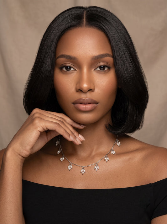 Delicate Pearl Bunch Dangle Necklace Chain