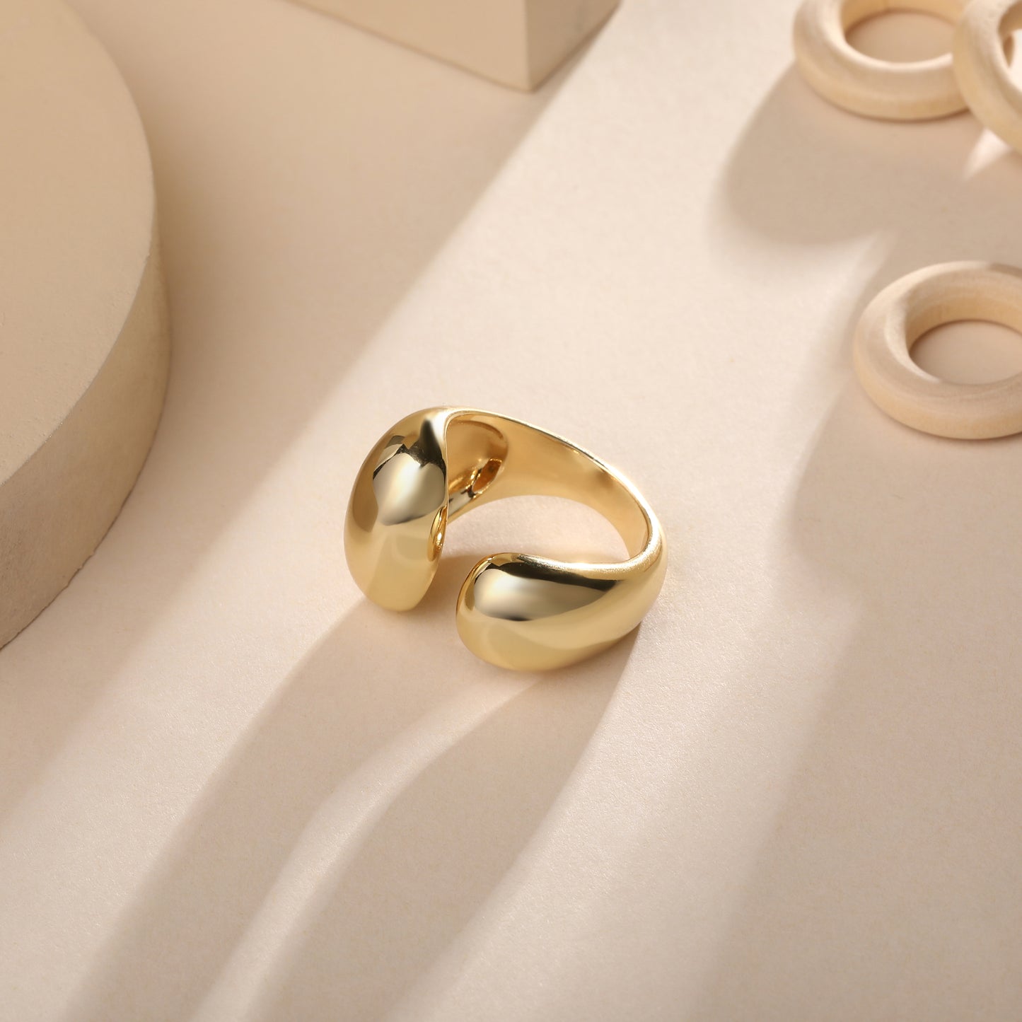 U shaped 18kt Gold Plated Adjustable Chunky Finger Ring