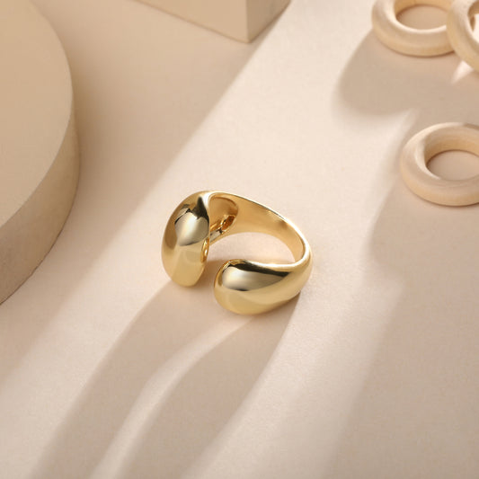 U shaped 18kt Gold Plated Adjustable Chunky Finger Ring