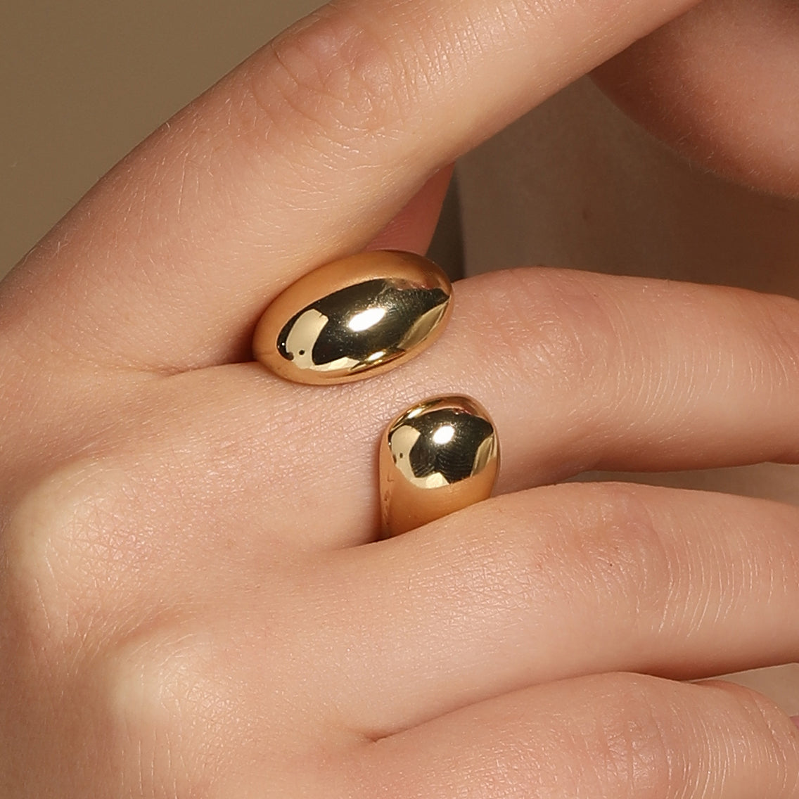 U shaped 18kt Gold Plated Adjustable Chunky Finger Ring