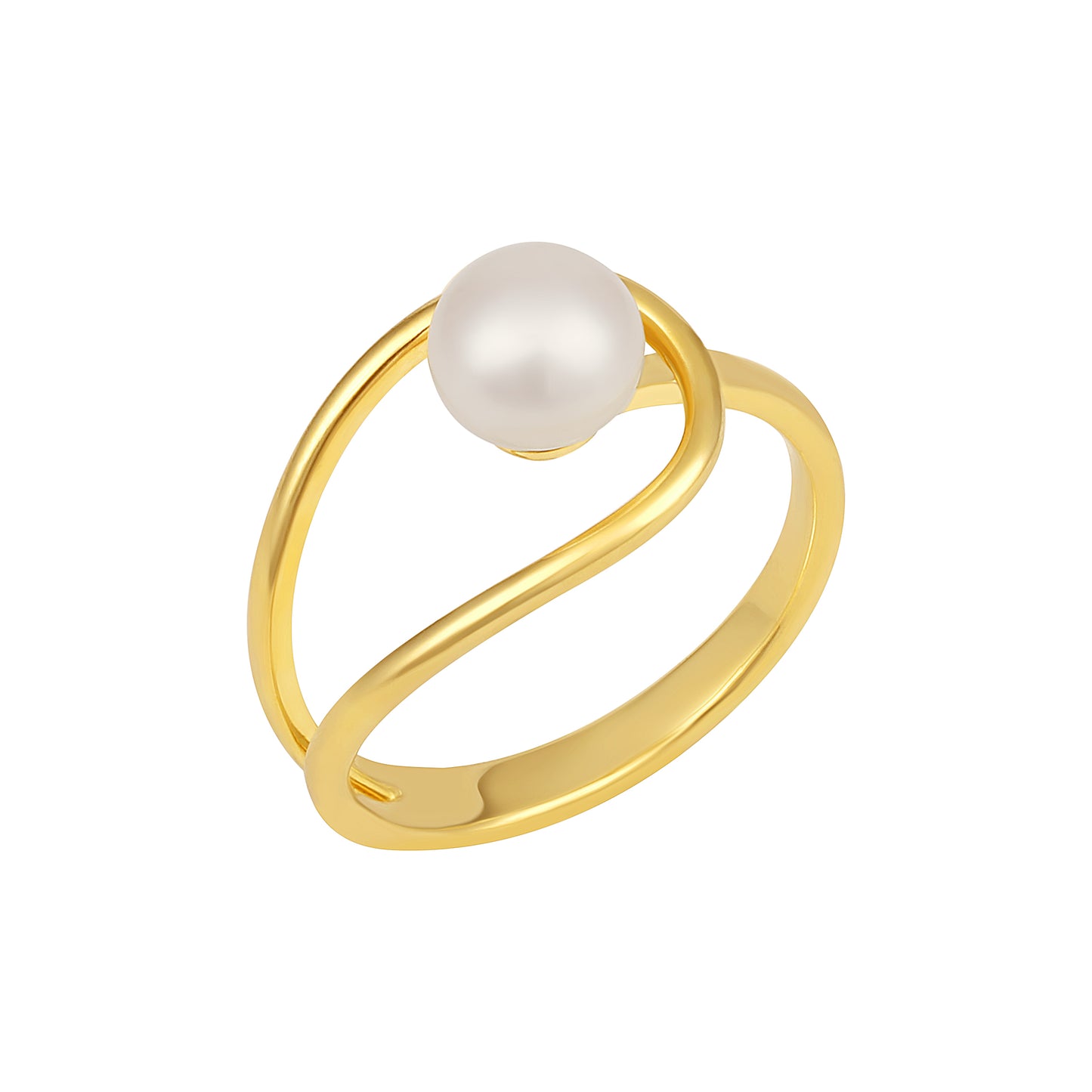 Stackable 18kt Gold Plated Adjustable Pearl Finger Ring