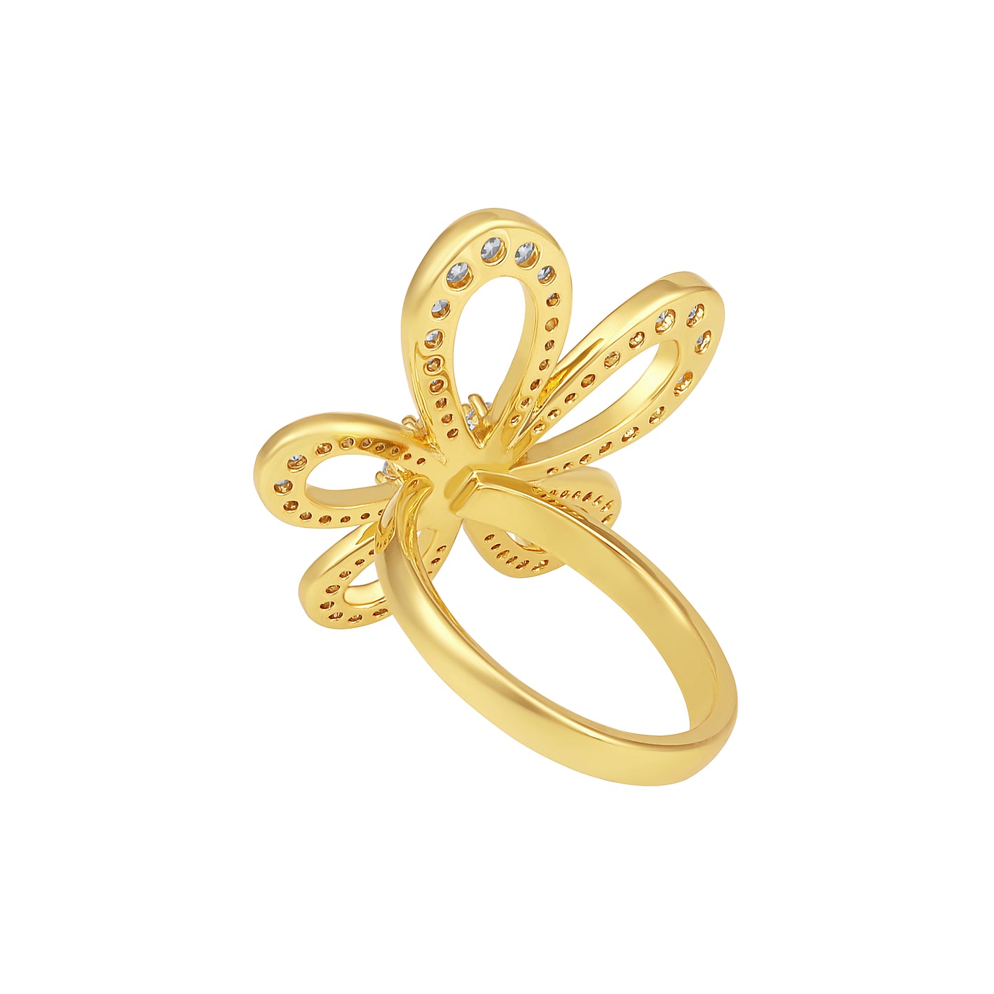 Flower Shape 18kt Gold Plated Adjustable Finger Ring