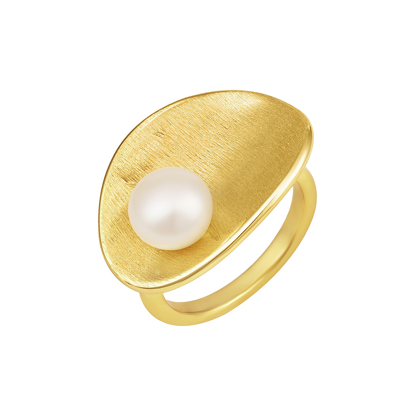 Cultured Freshwater Pearl 18kt Gold Plated Adjustable Finger Ring