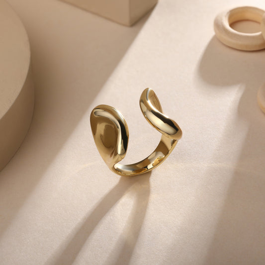 Stylish Wrap 18kt Gold Plated Adjustable Chunky Finger Ring