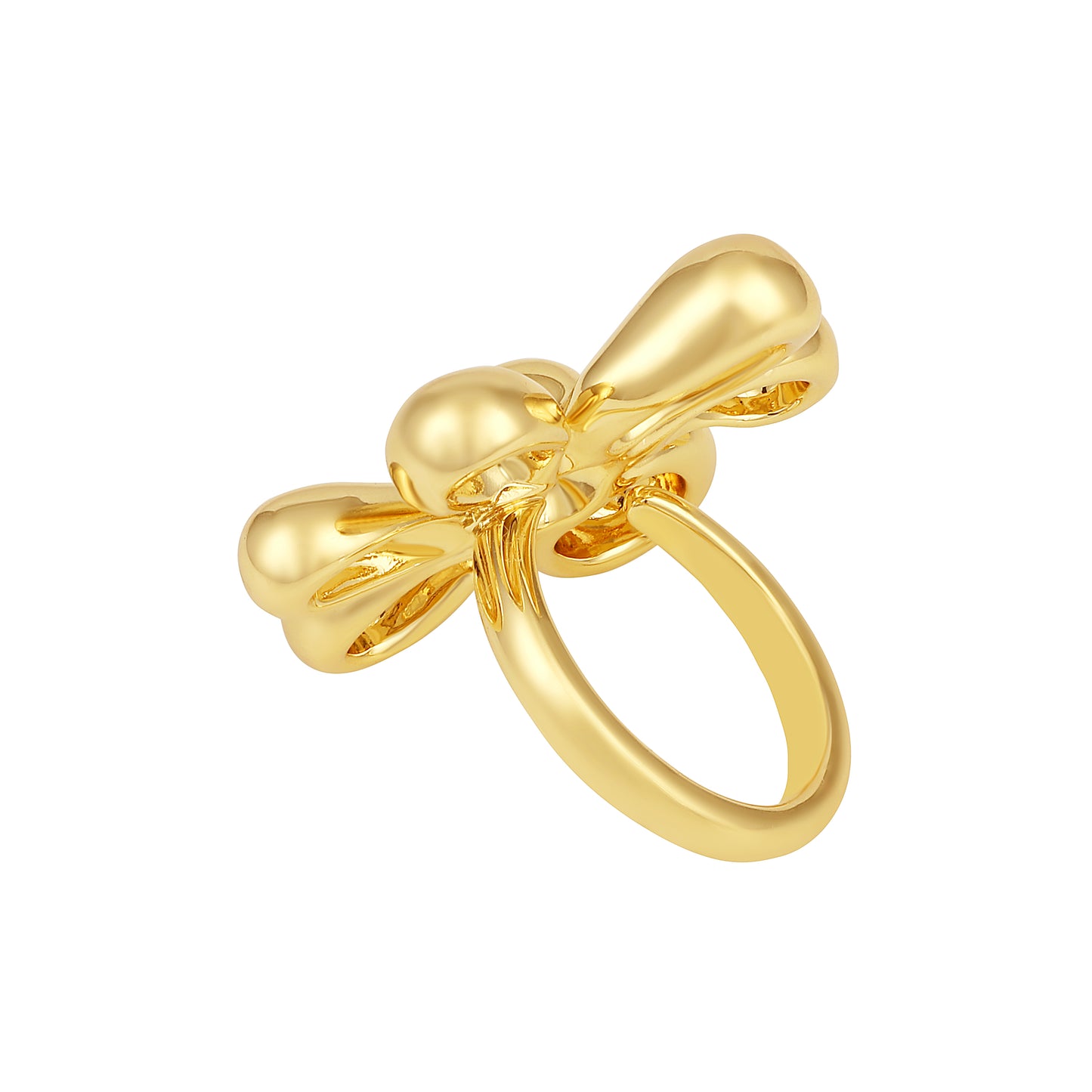 Trendy Flower Shape 18kt Gold Plated Adjustable Finger Ring