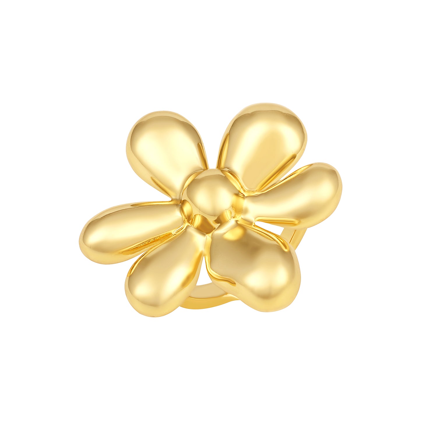Trendy Flower Shape 18kt Gold Plated Adjustable Finger Ring