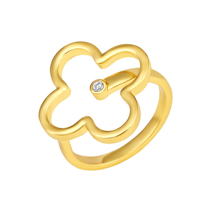 Clover Leaf 18kt Gold Plated Adjustable Finger Ring