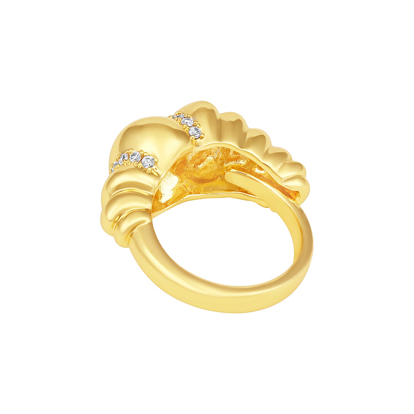 Croissant Dome 18kt Gold Plated Adjustable Chunky Finger Ring
