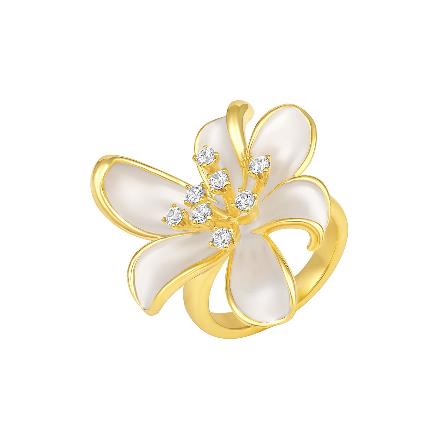 Elegant Flower Shape 18kt Gold Plated Adjustable Finger Ring