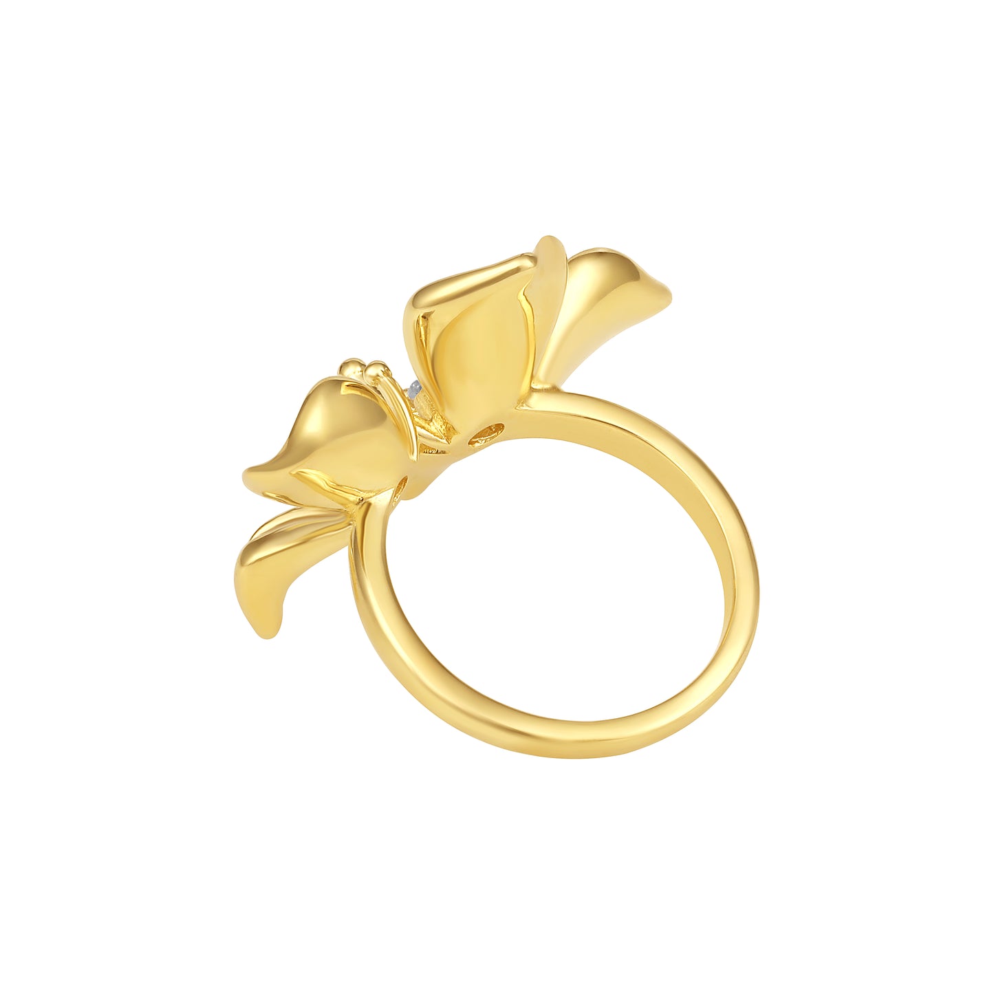 Flower Petal Shaped 18kt Gold Plated Adjustable Finger Ring