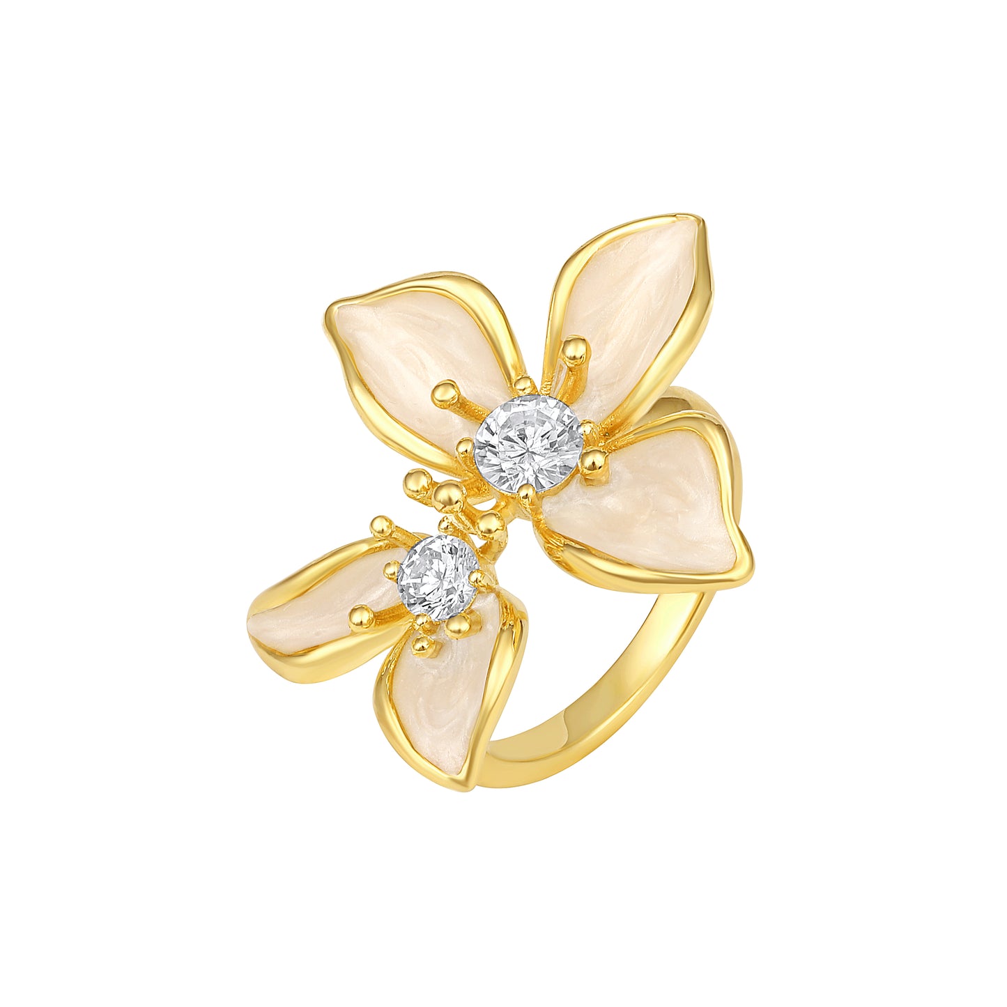 Flower Petal Shaped 18kt Gold Plated Adjustable Finger Ring