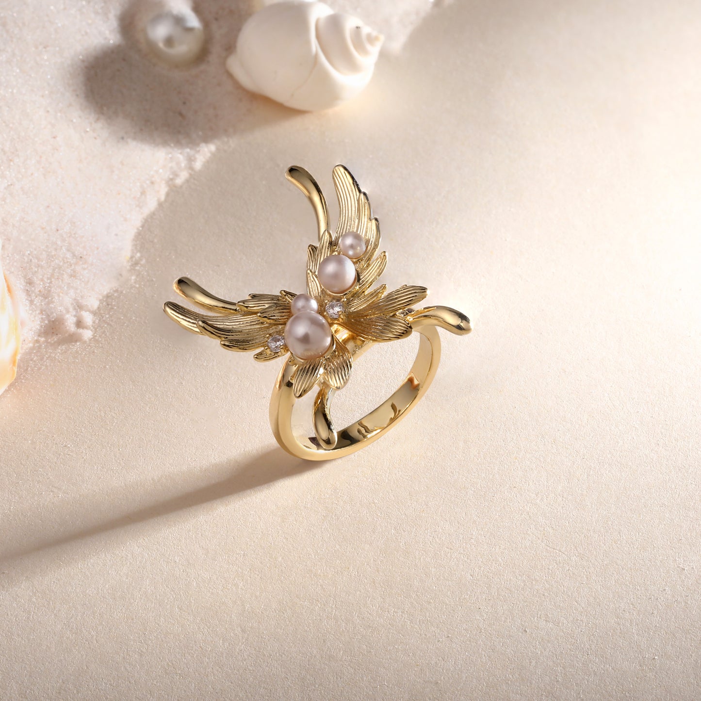 Butterfly Shape 18kt Gold Plated Adjustable Finger Ring