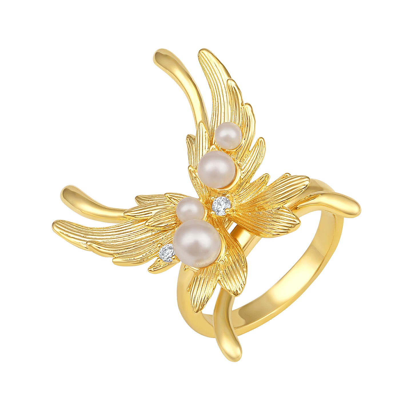 Butterfly Shape 18kt Gold Plated Adjustable Finger Ring