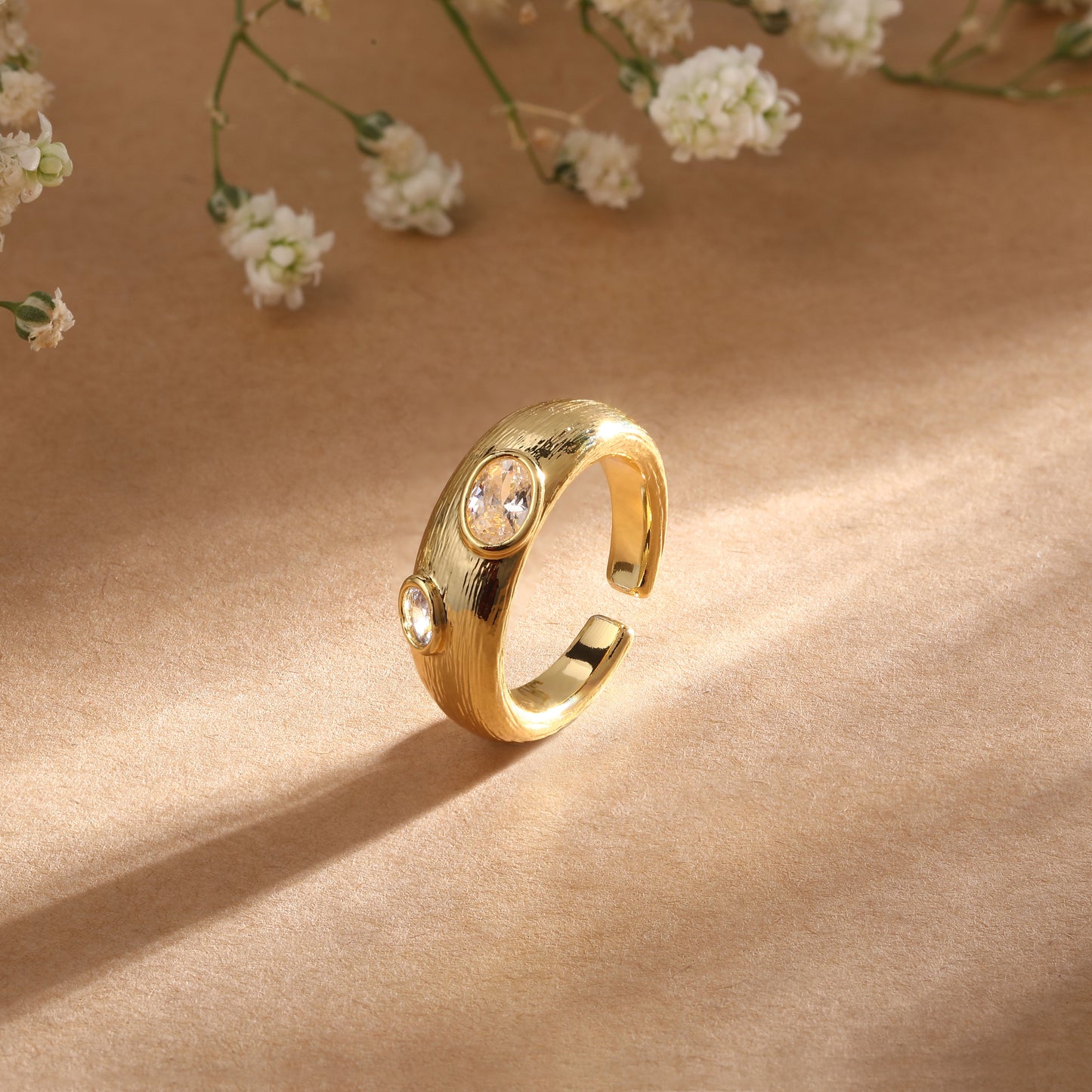 Excellent 18kt Gold Plated Adjustable Cuff Finger Ring