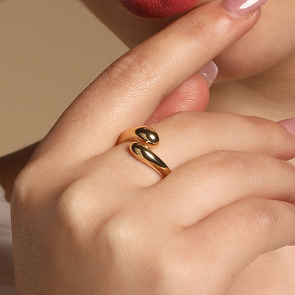 Casual Snake Shape 18kt Gold Plated Adjustable Finger Ring