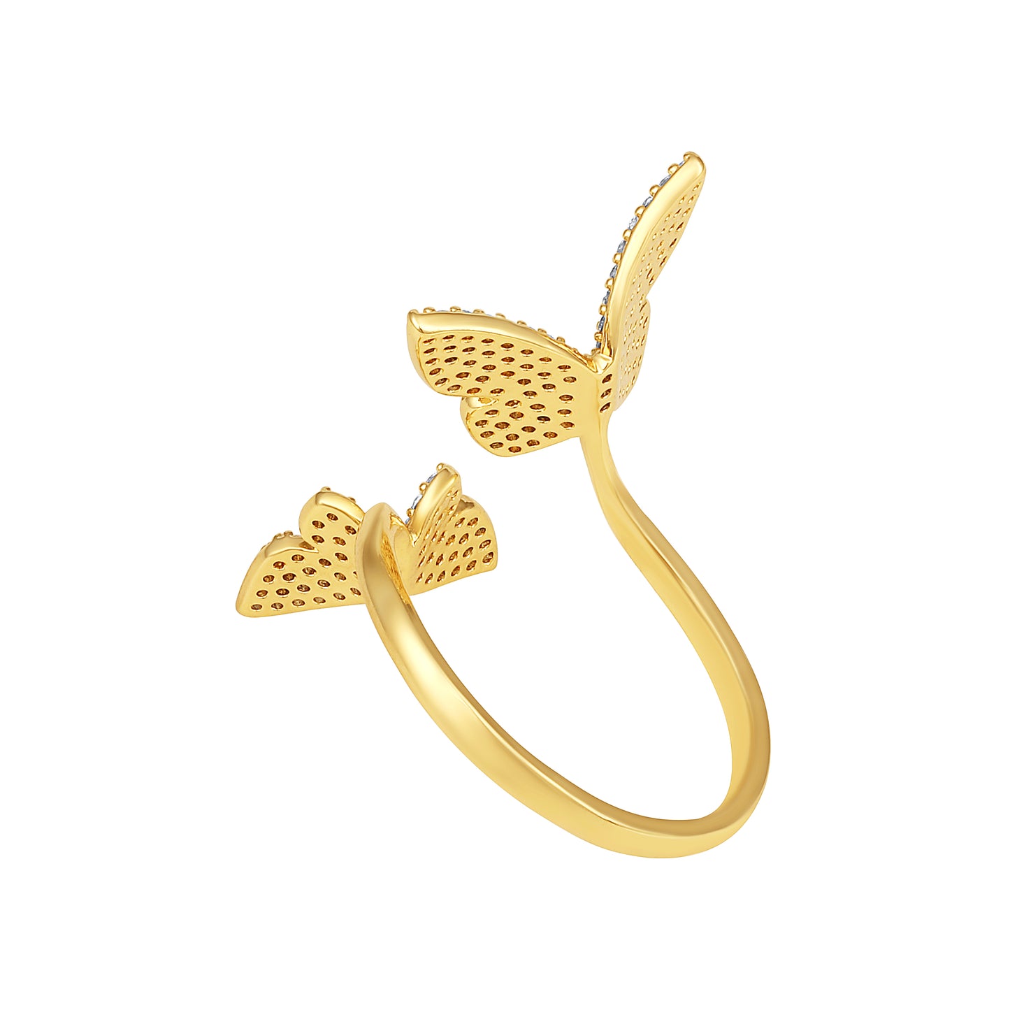 Cocktail Butterfly 18kt Gold Plated Adjustable Zircon Finger Ring