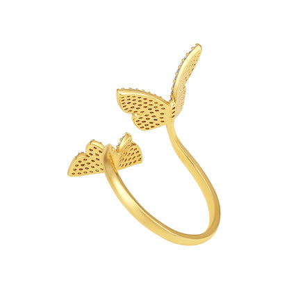 Cocktail Butterfly 18kt Gold Plated Adjustable Zircon Finger Ring