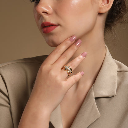 Enchanting 18kt Gold Plated Adjustable Zircon Finger Ring
