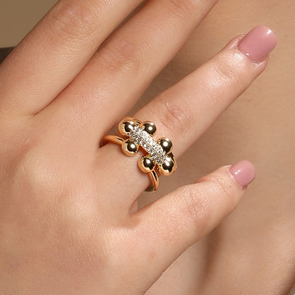 Enchanting 18kt Gold Plated Adjustable Zircon Finger Ring