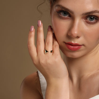 Arrowed 18kt Gold Plated Adjustable Finger Ring